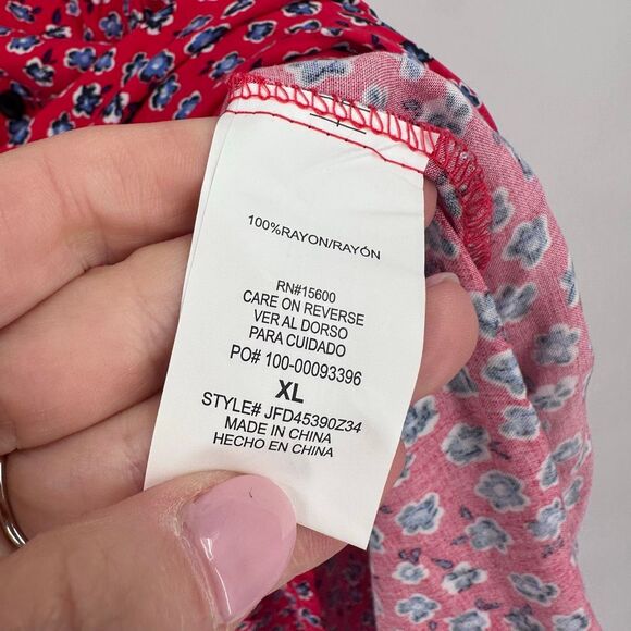 NWT Stitchfix Mason & Belle Lyla Button Detail Dress Size XL Red Floral‎ - Picture 13 of 15